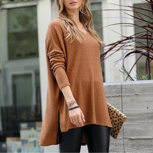 Women’s Brushed Thermal Waffle V Neck Tunic